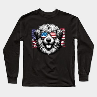 Sheepdog Patriotic Sunglasses American Flag 4th of July Long Sleeve T-Shirt